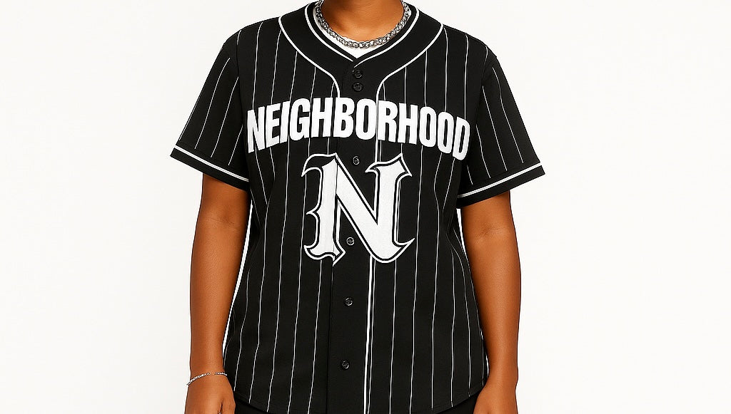 Black Pinstripe Baseball Jersey
