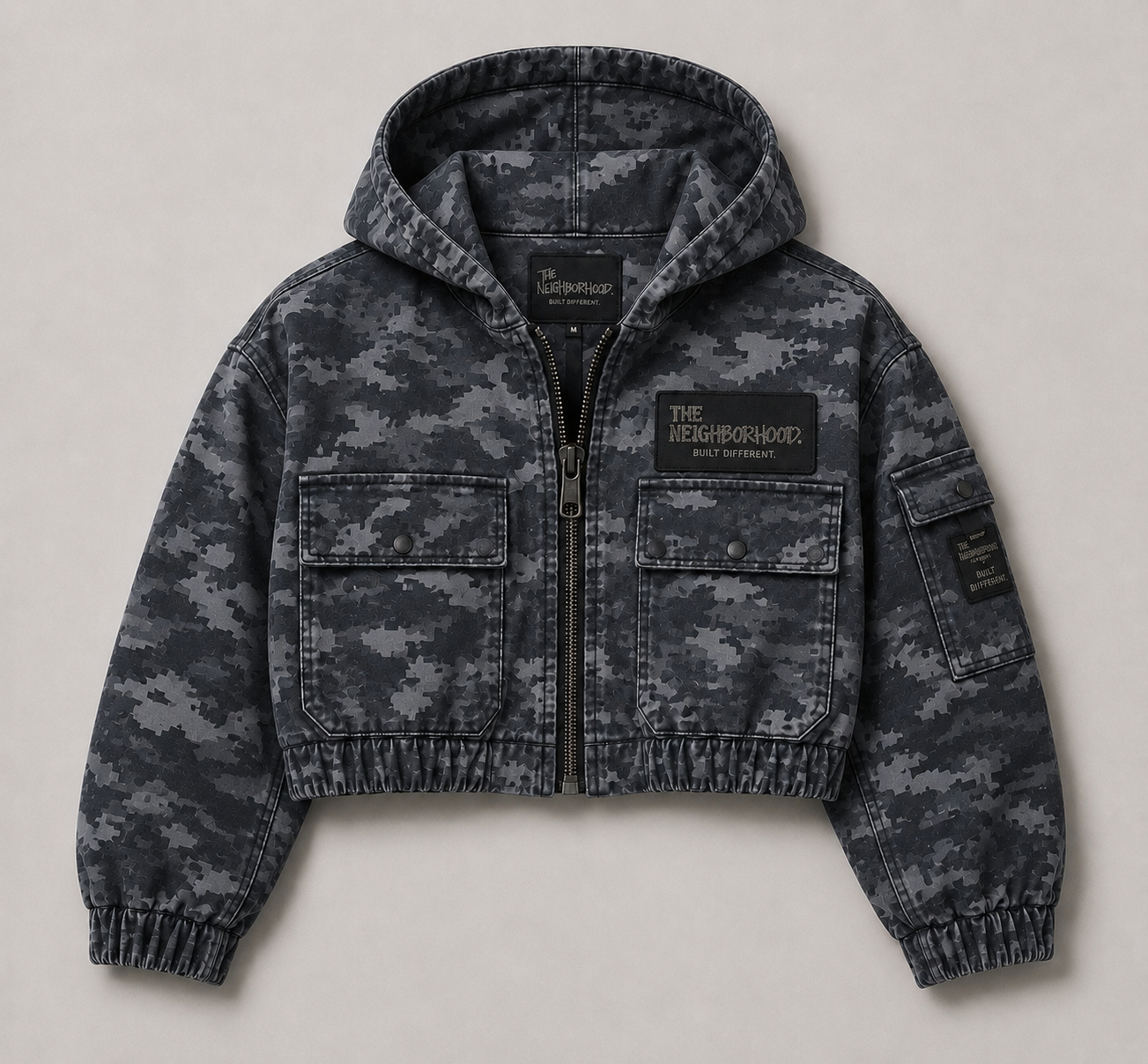 Cropped Hooded Bomber Jacket